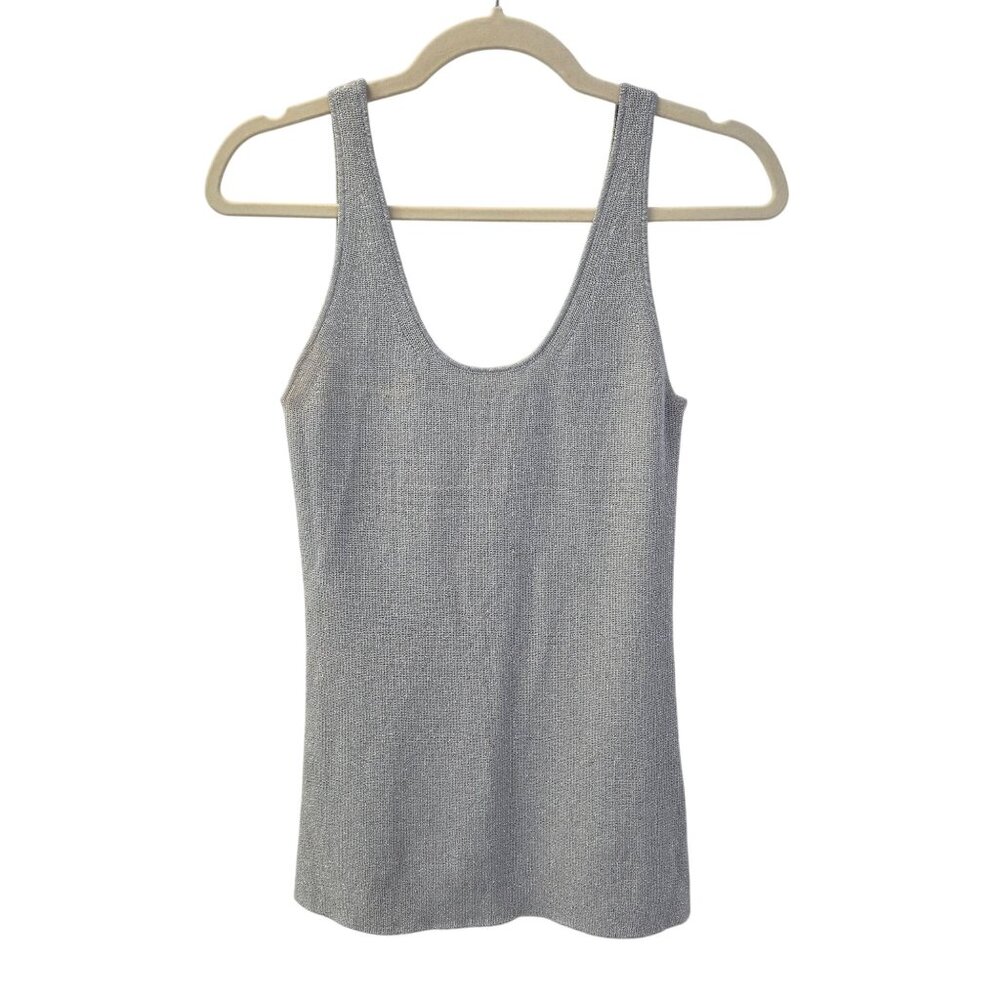 Rachel Roy Collection Silver Glitter Tank Top Size Medium